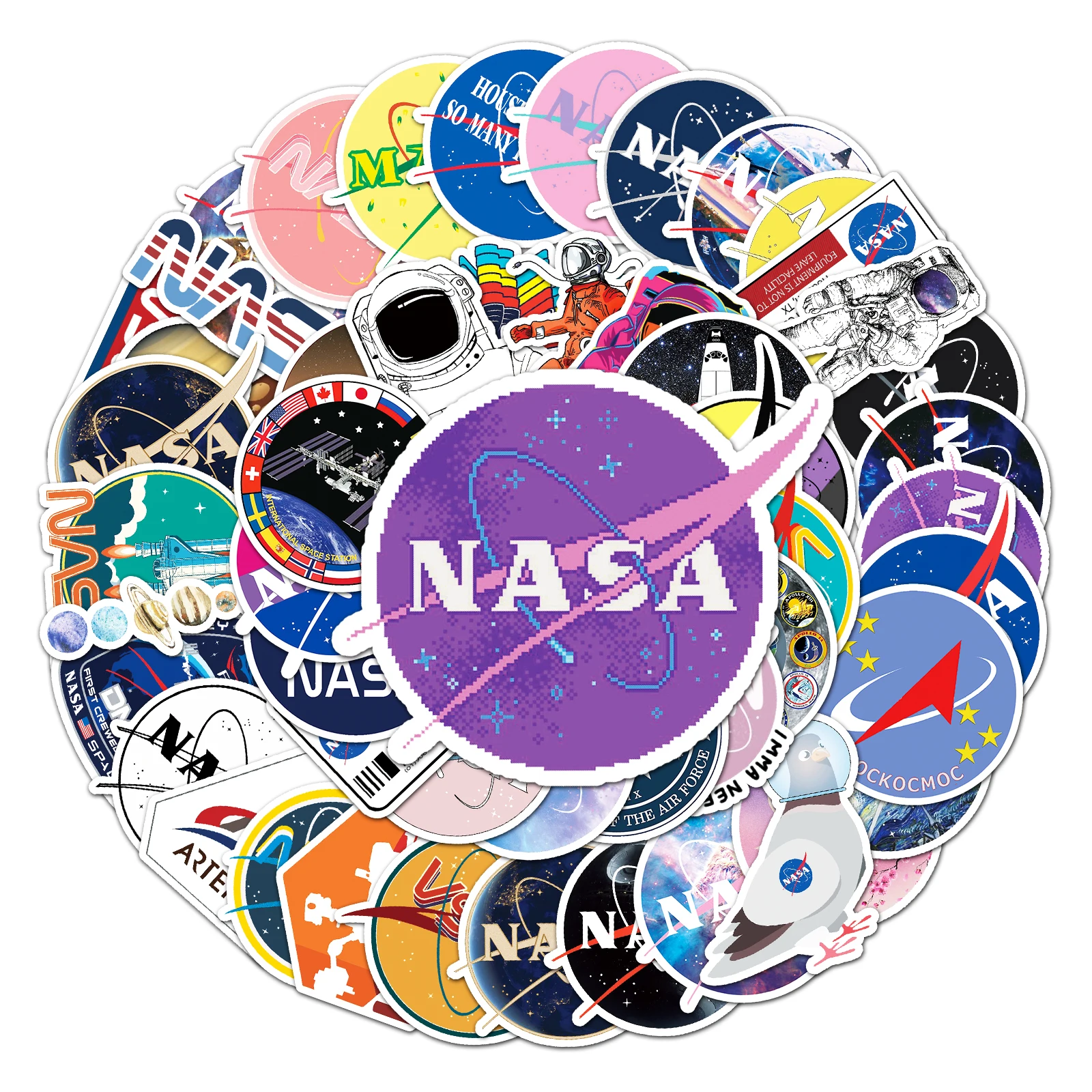 

50 шт., наклейки NASA с граффити