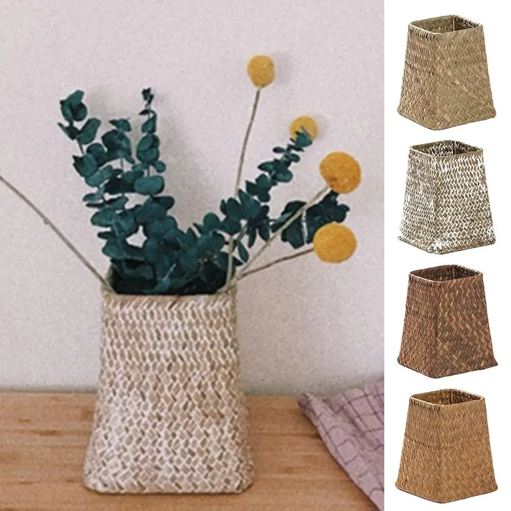 Fashionable Multi Colored Bottom Flower Pots Handmade DIY Foldable Basket MultiSize Weaved Storage Baskets Outside