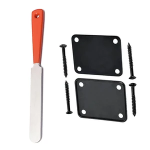 1X Guitar Fret Crowning Luthier File Stainless Steel Narrow Dual Cutting Edge Tool & 1 Set Electric Guitar Neck Plate