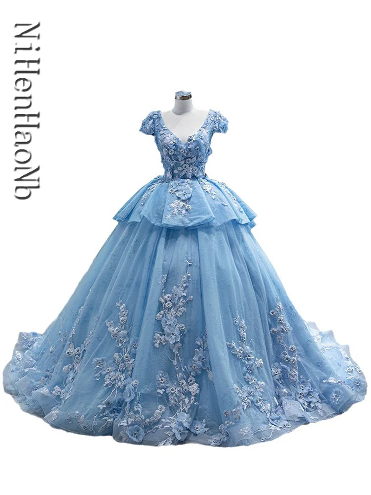 

Роскошные платья Quinceanera с бисером, вечернее платье с коротким рукавом, платья на шнуровке