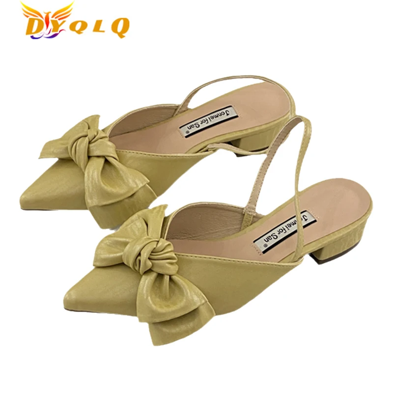 

2022 Summer High Heels Slingback Sandals Fashion Bow Pointed Toe Slip-on Dress Party Shoes