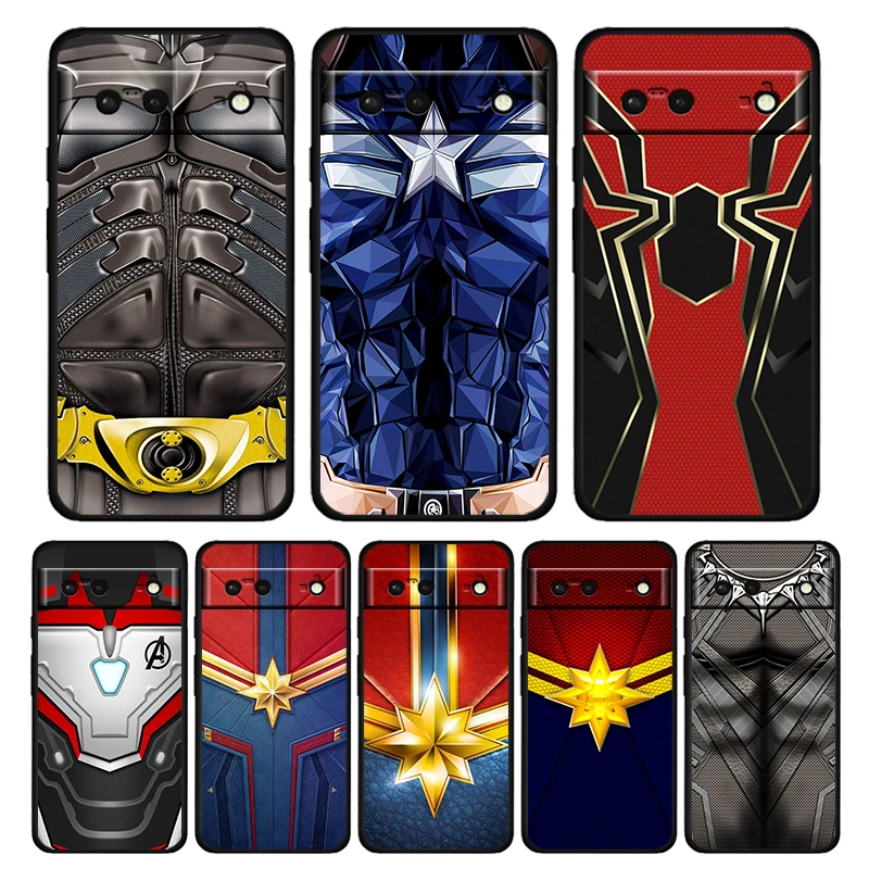 

Avengers Hero Marvel Shockproof Case for Google Pixel 7 6 Pro 6a 5 5a 4 4a XL 5G Soft Black Phone Cover Core Shell Capa Coque