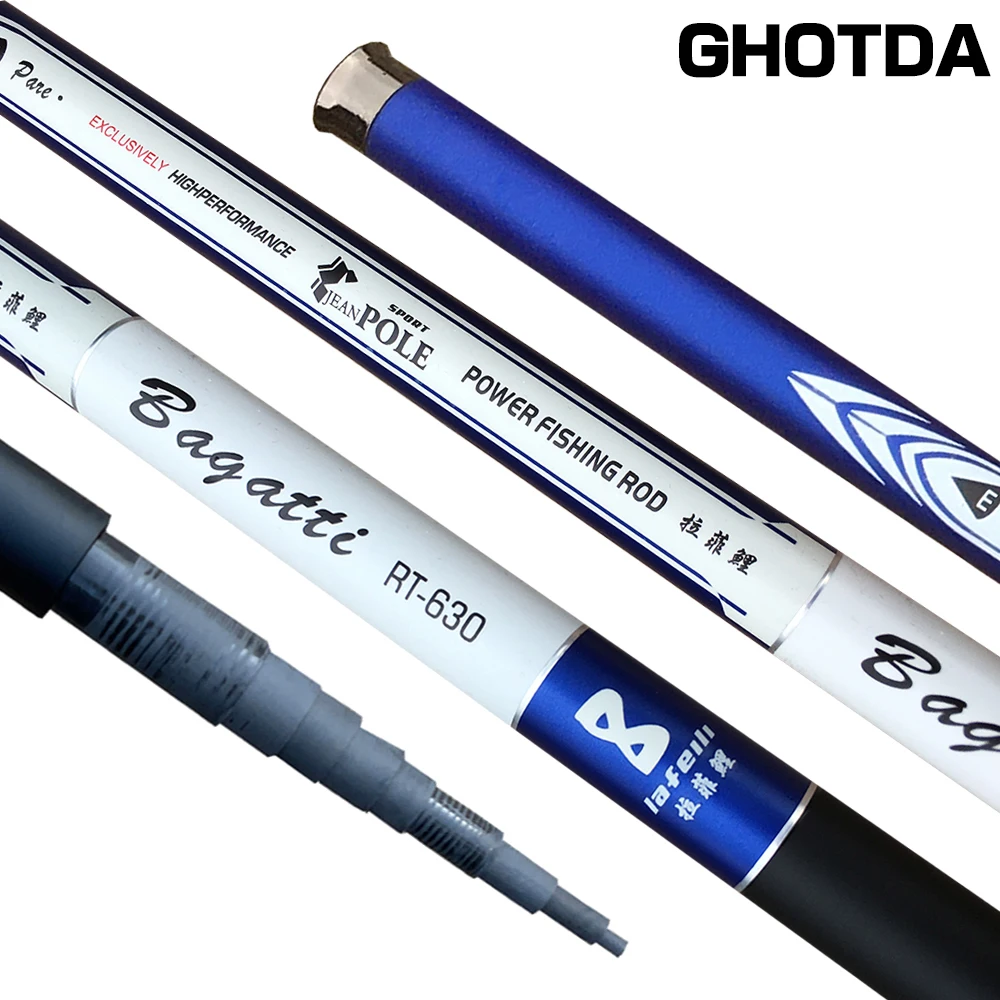 

GHOTDA Stream Rod Super Light Hard High Carbon Fiber Telescopic Hand Pole Fishing Rod 3.6-7.2M Freshwater Caña De Pescar