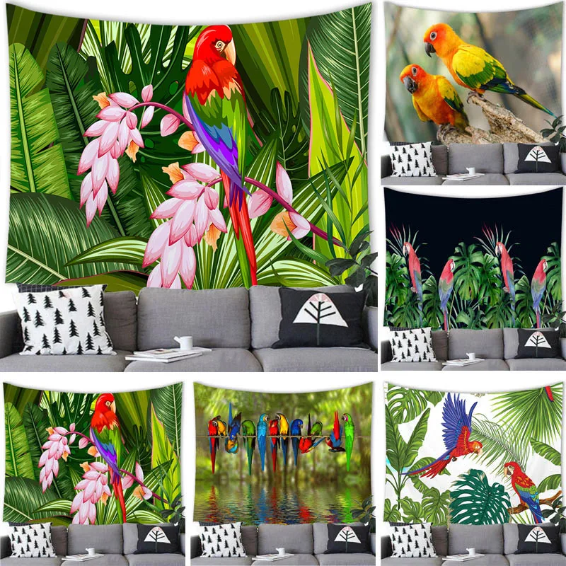 

Тропическое растение Птица Попугай гобелен настенная подвеска искусственный гобелен настенная подвеска попугай праздвечерние чное украш...