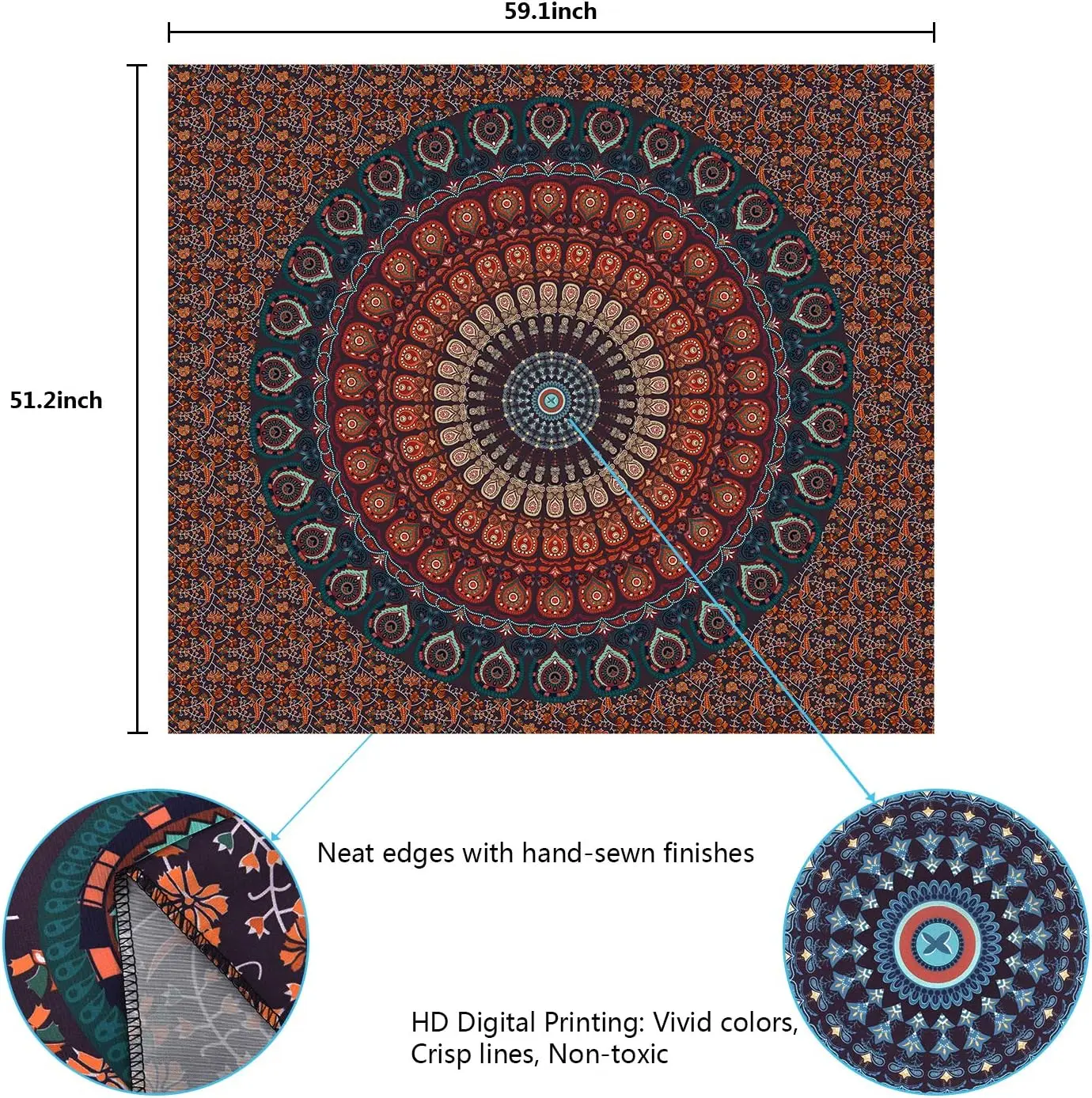 Богемный гобелен Lyacmy с мандалой гиппометы психоделический Павлин настенная