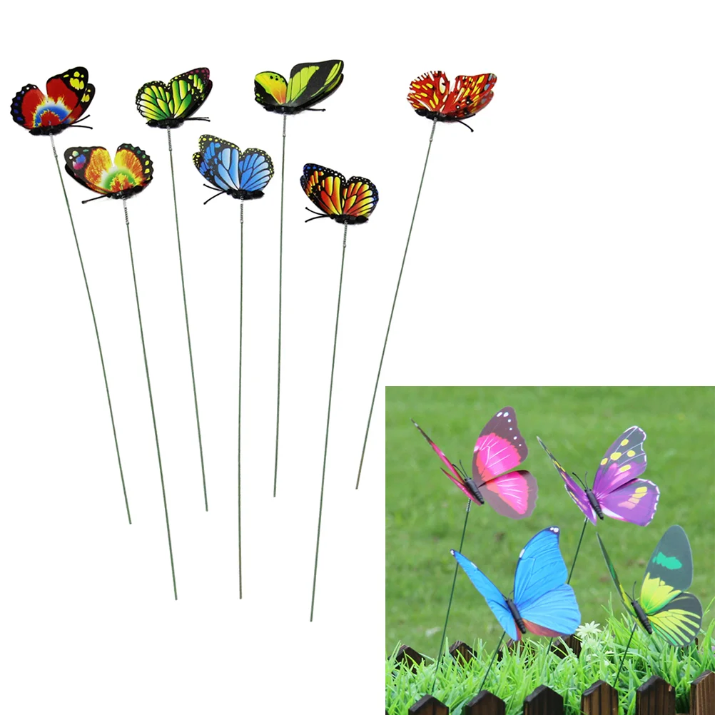 

12pcs Stakes Sticks Colorful Artificial Insect Stem Waterproof Butterflies Stakes for Home Patio Lawn