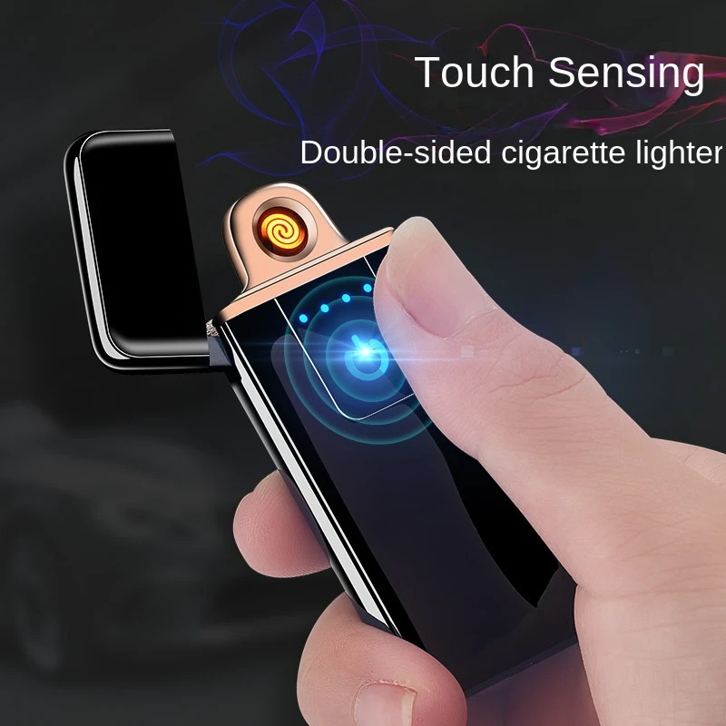 

Factory direct creative windproof touch sensor USB rechargeable double-sided lighter electronic cigarette lighter
