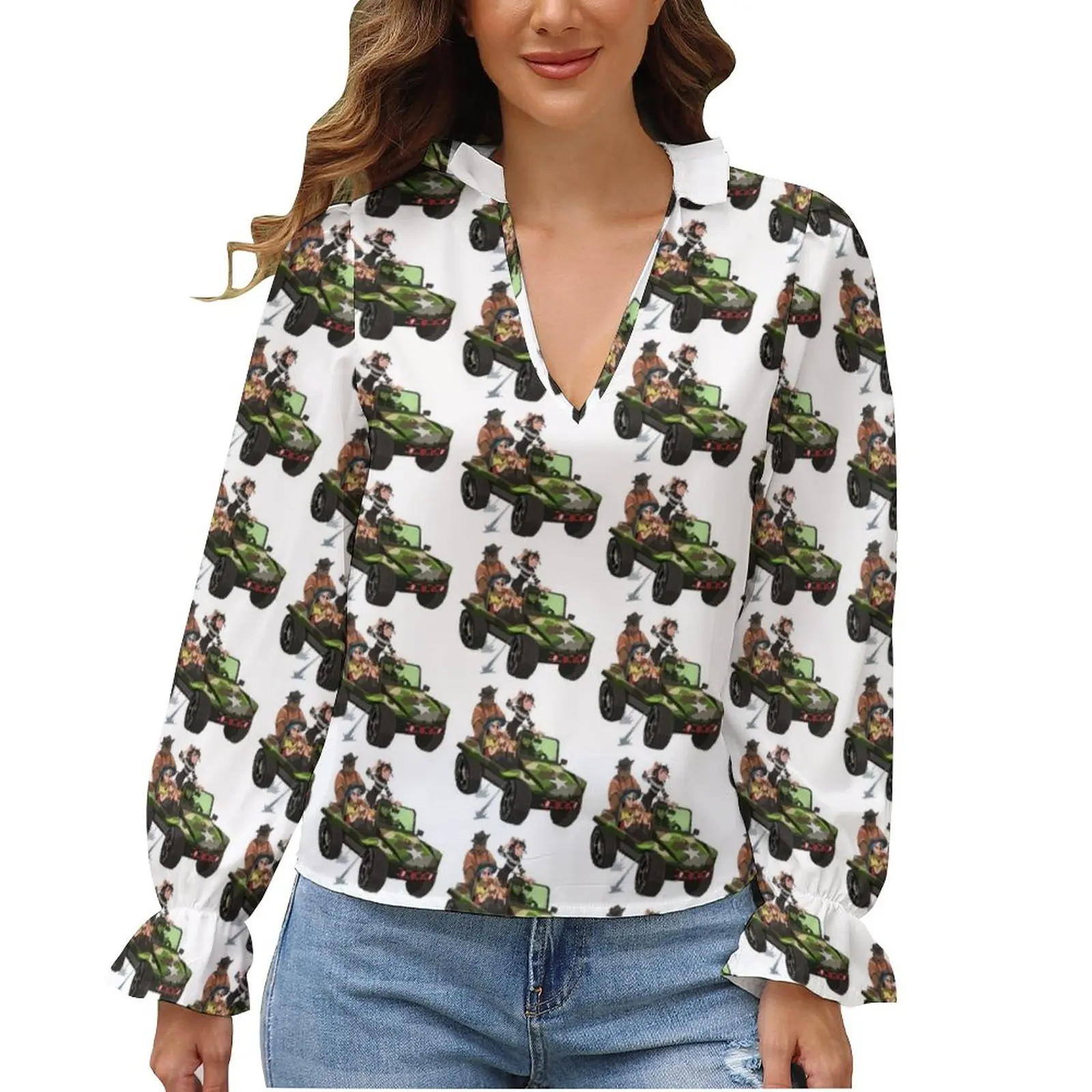 

Gorillaz Blouse Music Ruffled Autumn Sexy Long Sleeve Shirt Girl New Shirts