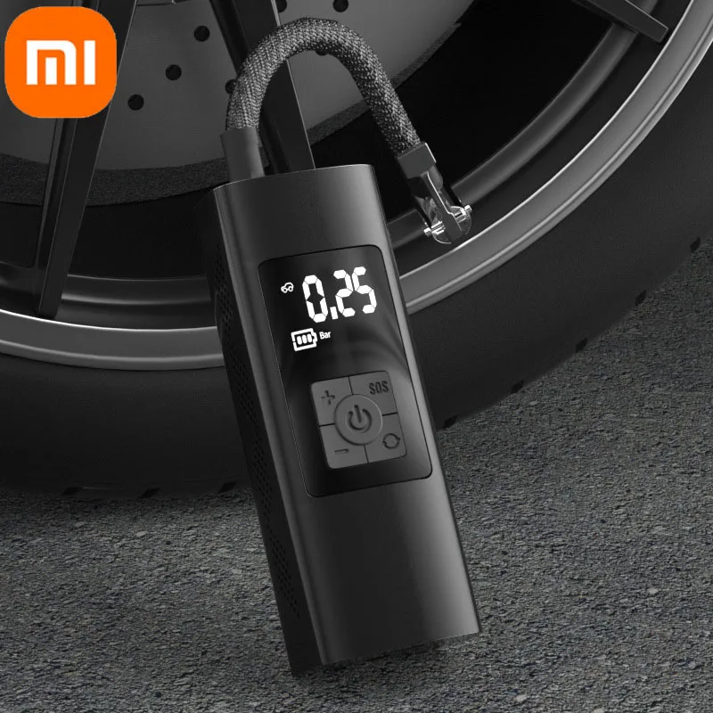 

Xiaomi Tire Inflator 6000mah Mini Electric Car Air Pump 130 Psi Tire Pump With Power Bank Sos Design And Digital Lcd Display