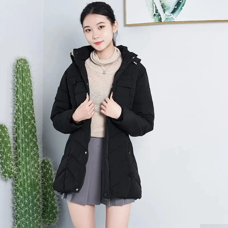 Down Cotton Coat Womens 2022 Autumn Winter New Fashion Casual All-match Padded Jacket Women  Large Size Hooded Warm Parkas