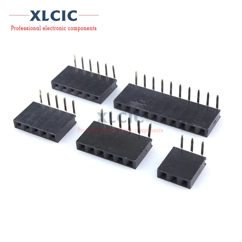 

10PCS Single Row Right Angle Female Pin Header 2.54MM Pitch Strip Connector Socket 1X2/3/4/5/6/8/10/40 Pin