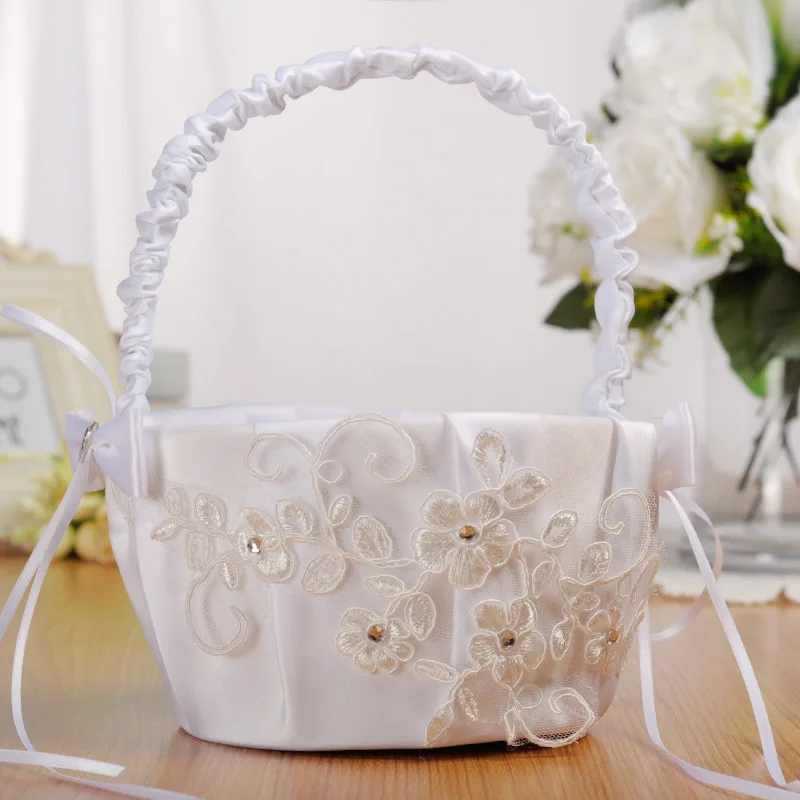 

Flower Girl Baskets for Wedding Beach Wedding Flower Girl Basket White