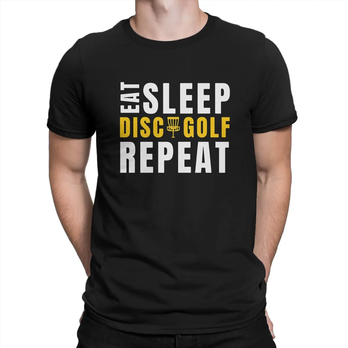 

Men's T-Shirts Eat Sleep Casual 100% Cotton Tees Short Sleeve Disc Golf Baskets Throw Sport T Shirts Crewneck Clothing Summer