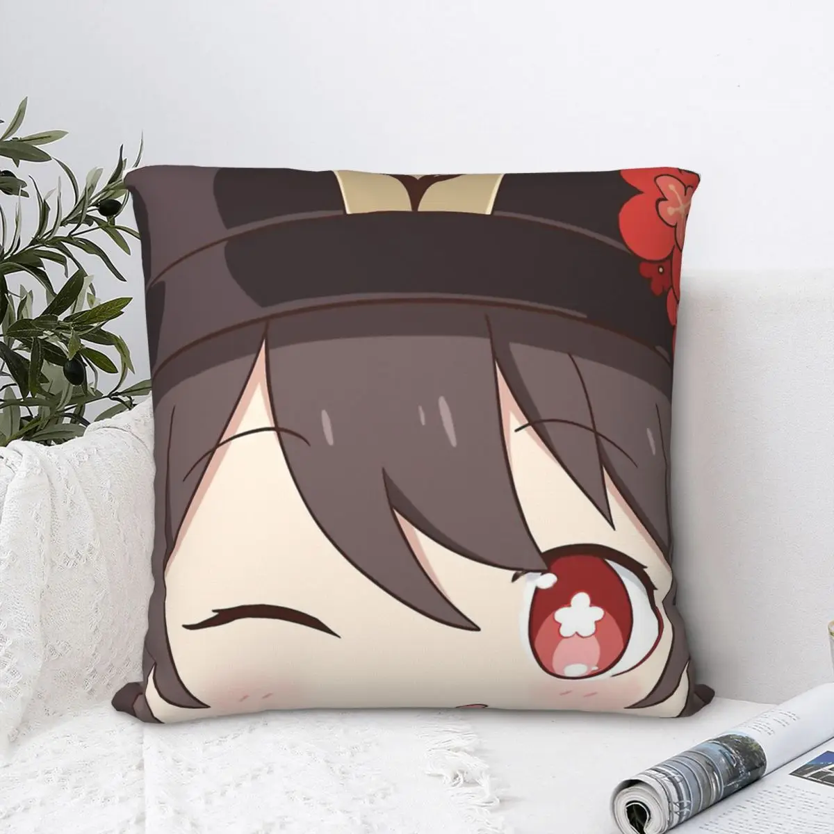 

Hu Tao Throw Pillow Case Genshin Impact Face MEME Short Plus Cushion Covers For Home Sofa Chair Decorative Backpack