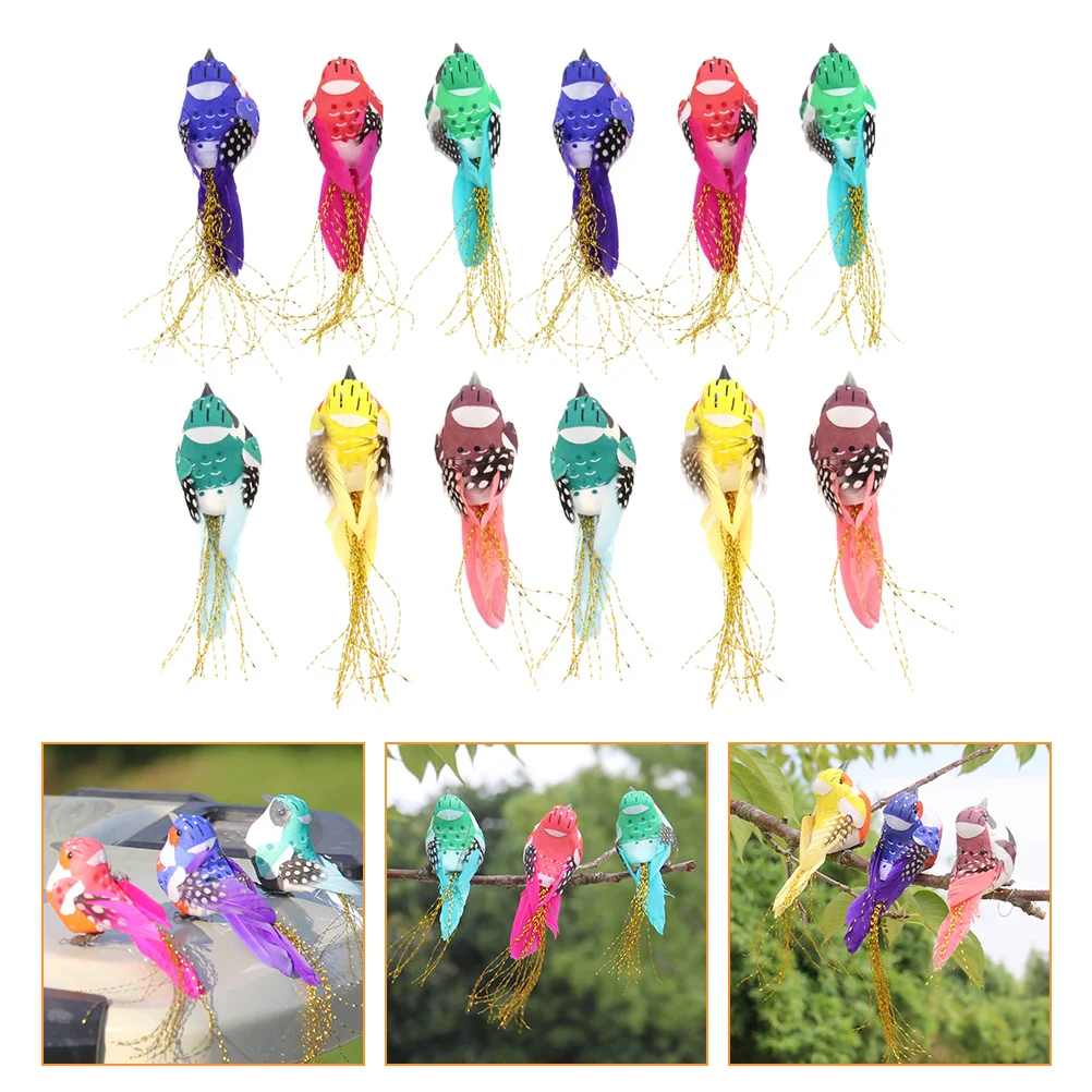 

12pcs Garden Decorative Simulated Bird Ornaments Bird Decorations (Mixed Color)