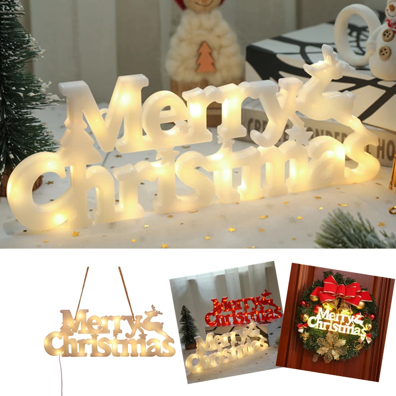 

Огни с надписью "Merry Christmas", огни для новогодней елки, подвесные украшения, сказочные огни, новогодние украшения 2022