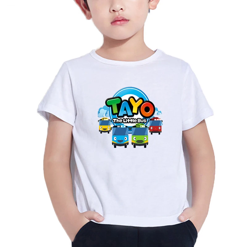 

New Hot Sale Cute Tayo And Little Friends Bus Cartoon Print T-Shirt For Boys And Girls Funny Kids Summer Tops