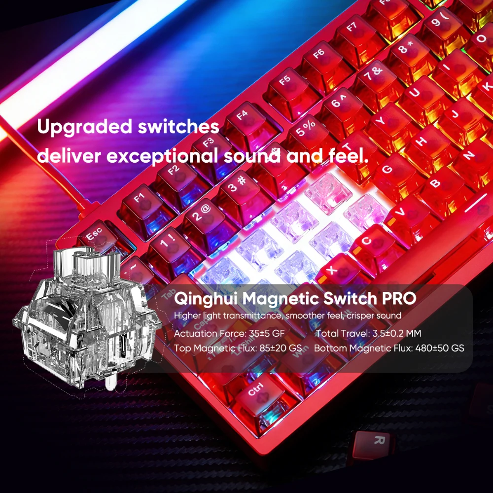 Механическая игровая клавиатура IROK MG75 V2 MG75 Pro MG75V2 MG75 MAX из алюминия с магнитными переключателями, быстрым откликом 0.07 мс, точностью 0.001 мм, для геймеров (art.: 3920daa534986) - 3920daa534986
