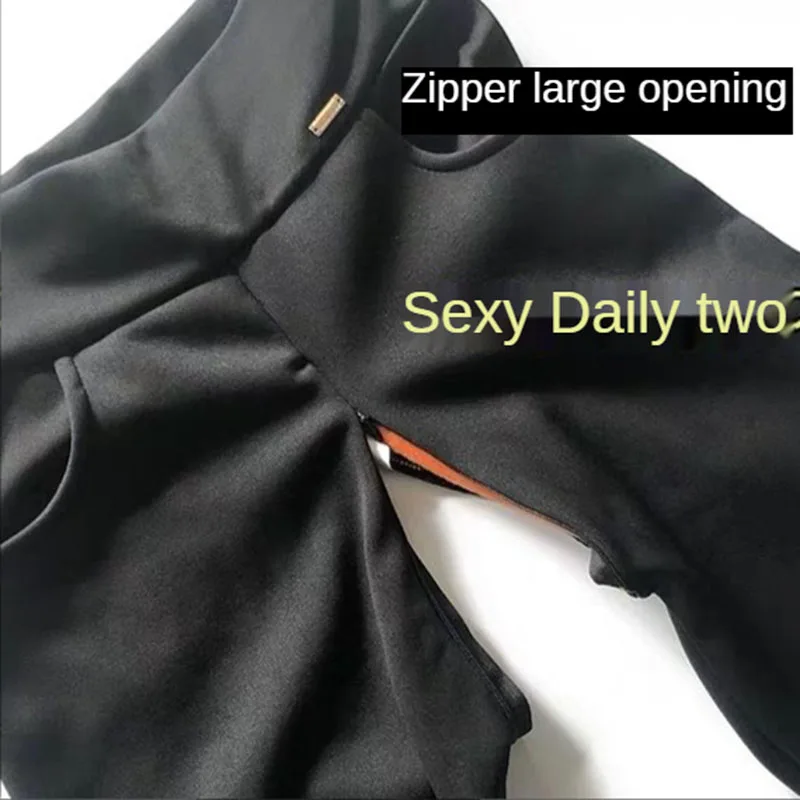 Invisible Open-Seat Pants Outdoor Sex Women's Clothing Fitness Pants Yoga Pants Skinny Peach Hip Leggings High Waisted Shorts