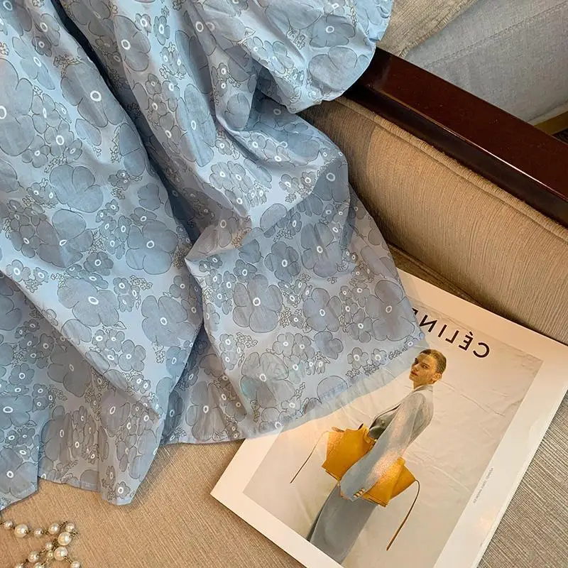 Блузка женская с цветочным принтом тонкая стильная свободная универсальная