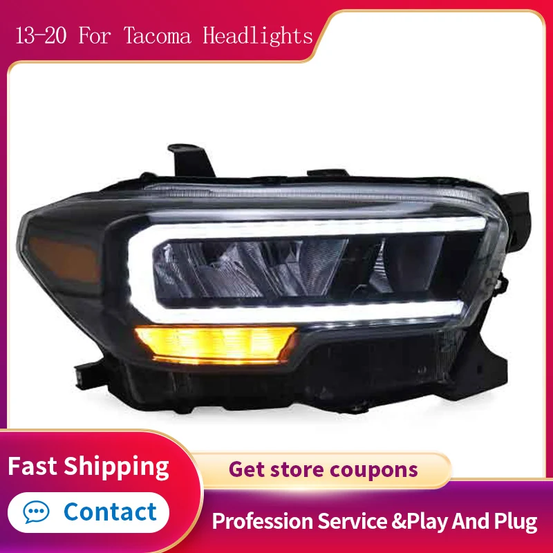 

Автомобильные светодиодные фары в новом стиле для TOYOTA TACOMA 2013-2020 светодиодный ные дневные ходовые огни, динамический сигнал поворота, биксеноновые линзы, передние фары