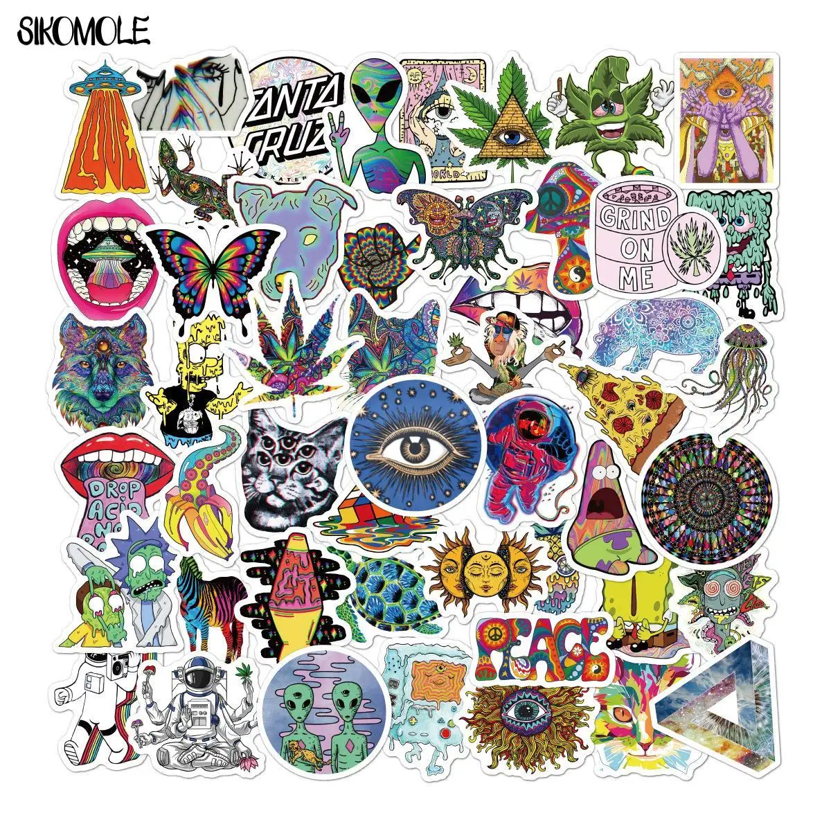10/30/50PCS Cartoon Psychedelic Gothic Stickers Aesthetic Art Graffiti Decals Skateboard Fridge Guitar DIY Sticker Kids Toy F5 - купить по