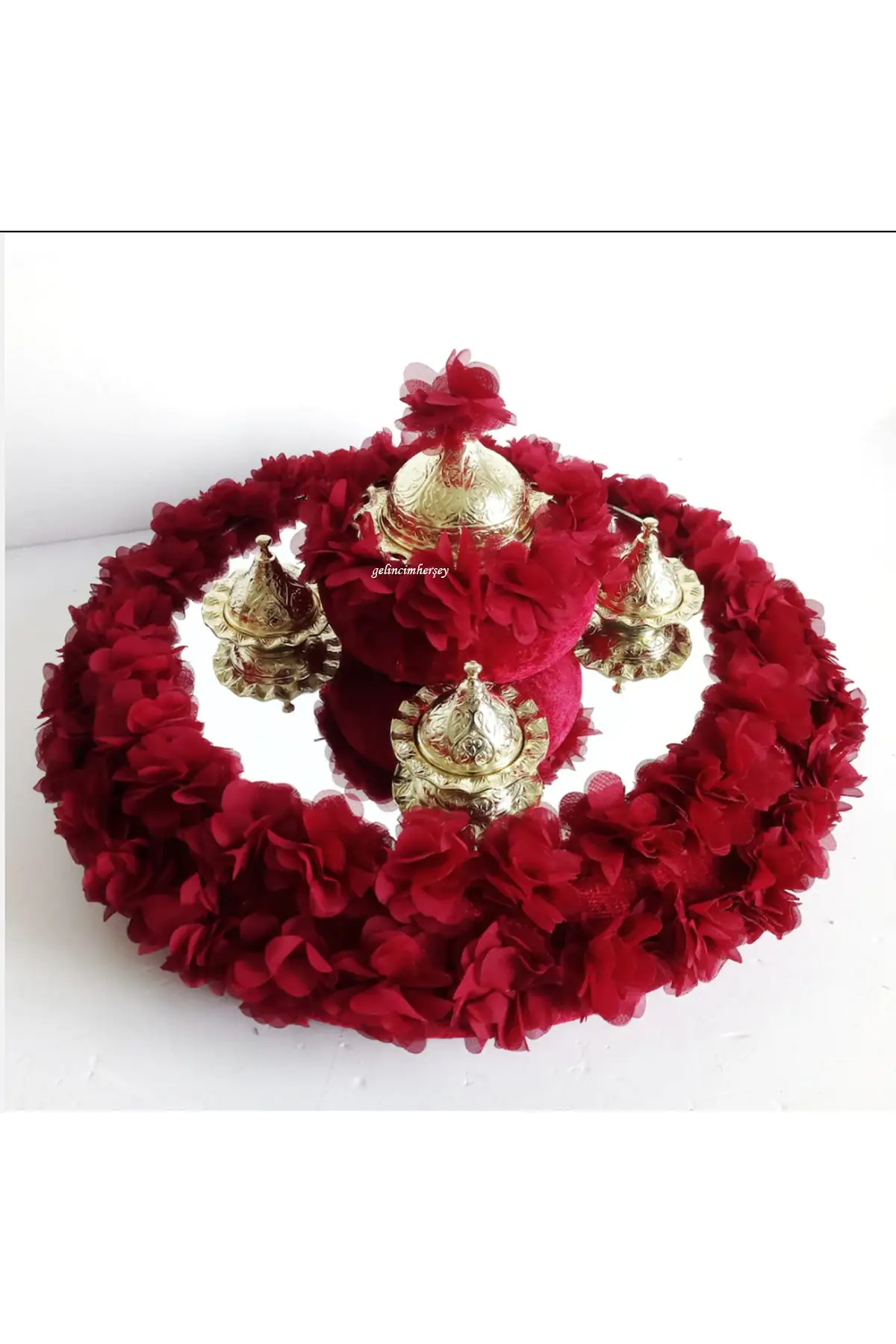 

Burgundy Laser Floral Velvet Embellishment Mirrored Henna Tray And Henna Cart Bridesmaid Wedding Henna Night Elegant