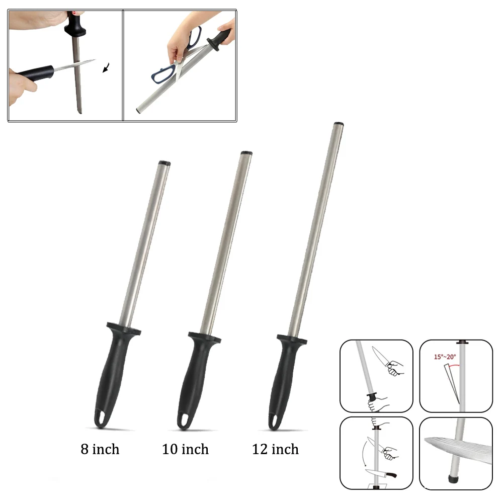 

High Quality New Diamond Kitchen Knife Sharpening Rod Steel Sharpener Stone Tool
