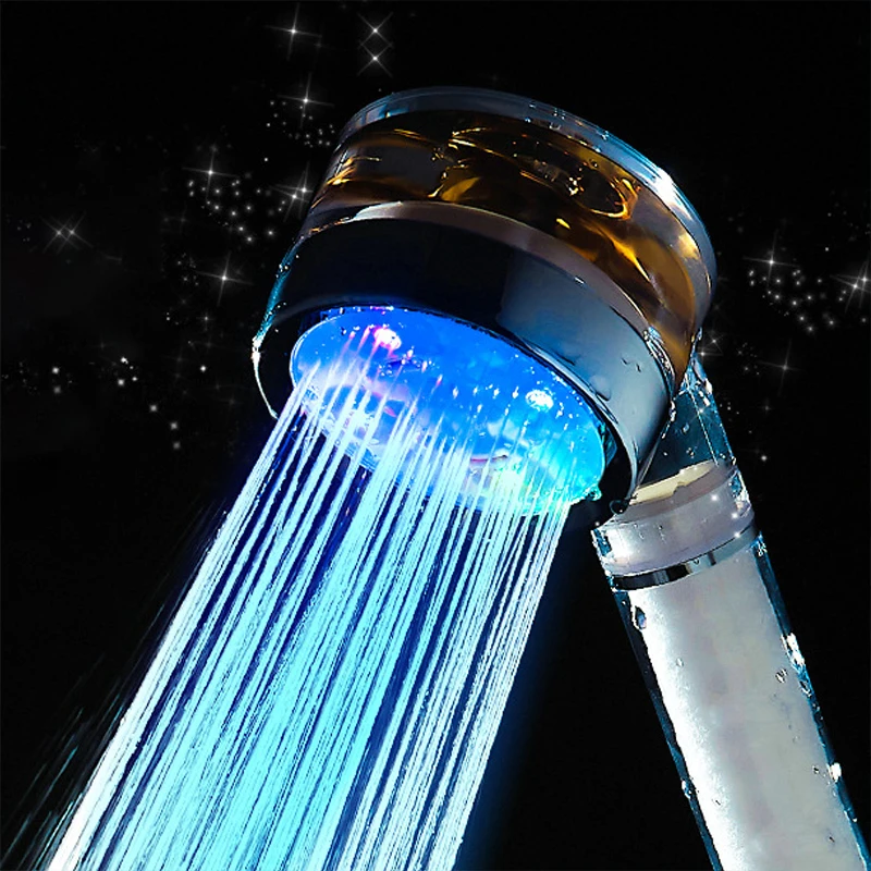 

Shower Head LED Color Changing Filter Filtration Water Saving Spray Handheld Showerheads Base with Temperature-Controlled