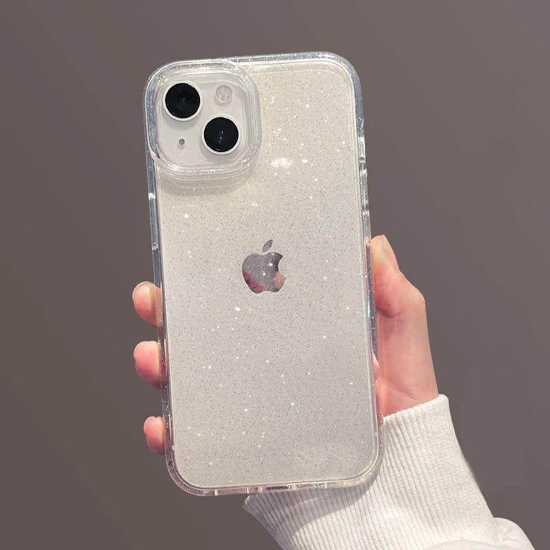 Luxury Bling Glitter Bumper Clear Case for IPhone 14 13 12 11 Pro Max Mini X XS Max XR  7 8 Plus Shockproof Silicone Cover Funda