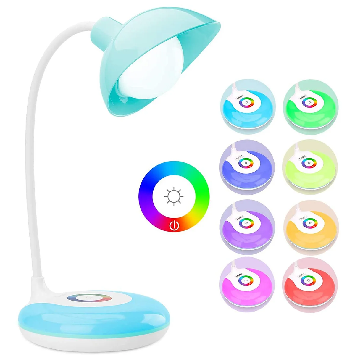 LED Children Table Lamp,Dimmable Eye-Caring USB Rechargeable,RGB Base Touch Control, Reading Night Kids Christmas Birthday Gift