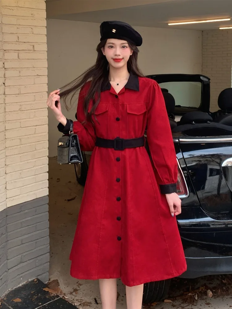 

2023 Women's New Autumn/Winter Waist Long Dress