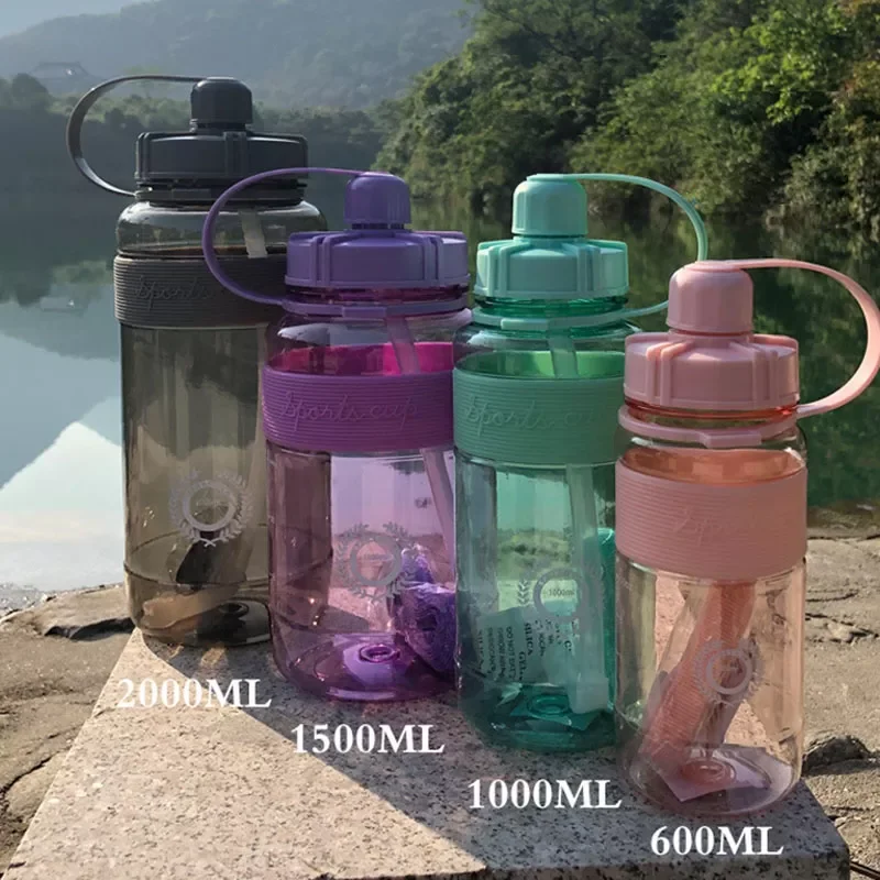 

2022New Sports Bottle BPA Free Leak Proof Kettle 2000/1500/1000/600ML Outdoor Fitness Large Capacity Portable Gym Space Cups