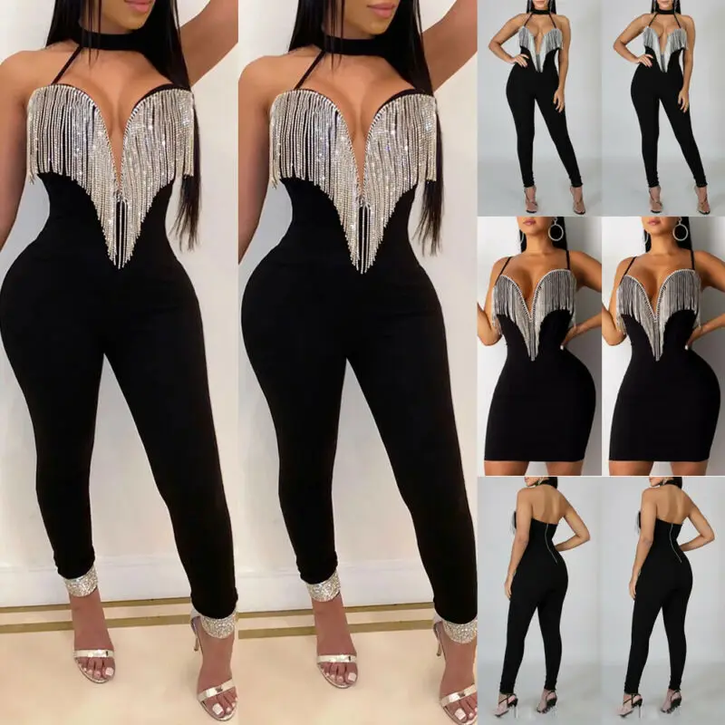 New Romper Spring Autumn Jumpsuit Women Tassels Sleeveless V Neck Pants Jumpsuit Clubwear Trousers Outfit Clothe for Female 2022