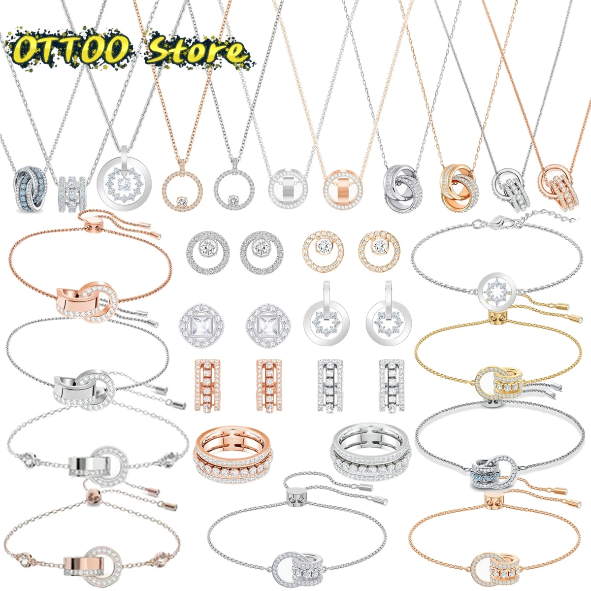 

Оригинальные комплекты ювелирных изделий Swa, классические геометрические коллекционные серьги, ожерелья, браслеты, кольца, романтический п...