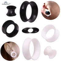 2pcs 625mm mix black white thin soft silicone tunnels ear plugs ear stretcher expander earlets earrings lobe piercing jewelry