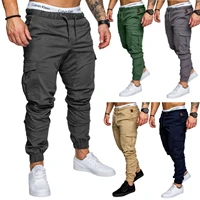 new men pants fashion overalls trousers autumn casual sweatpants cozy elastic band pockets male joggers pants grey trousers