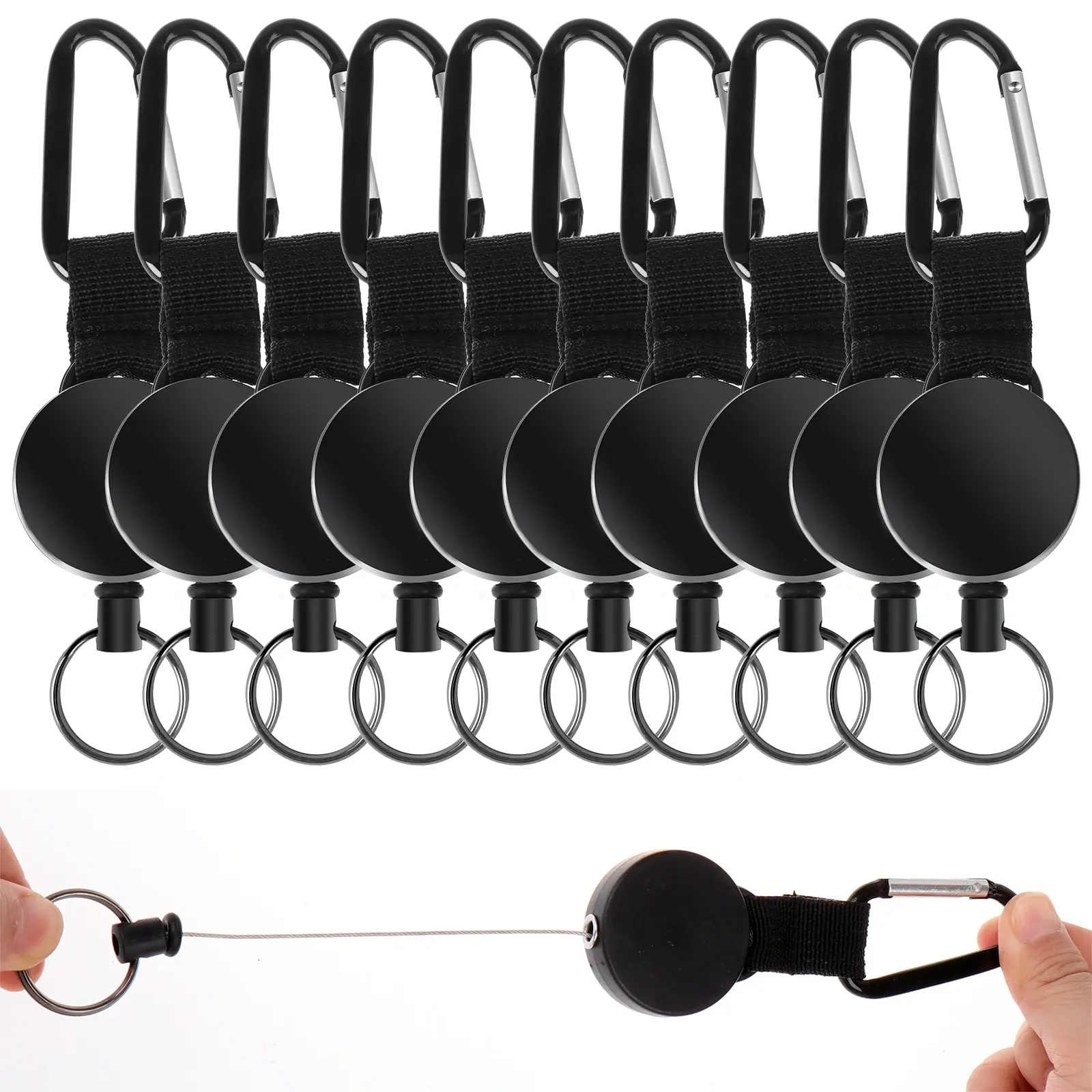 

10pcs/set Retractable Lanyard 2021 Pull Badge Reel ID Lanyard Name Tag Card Badge Holder Reels ABS Plastic Key Ring Chain Clips