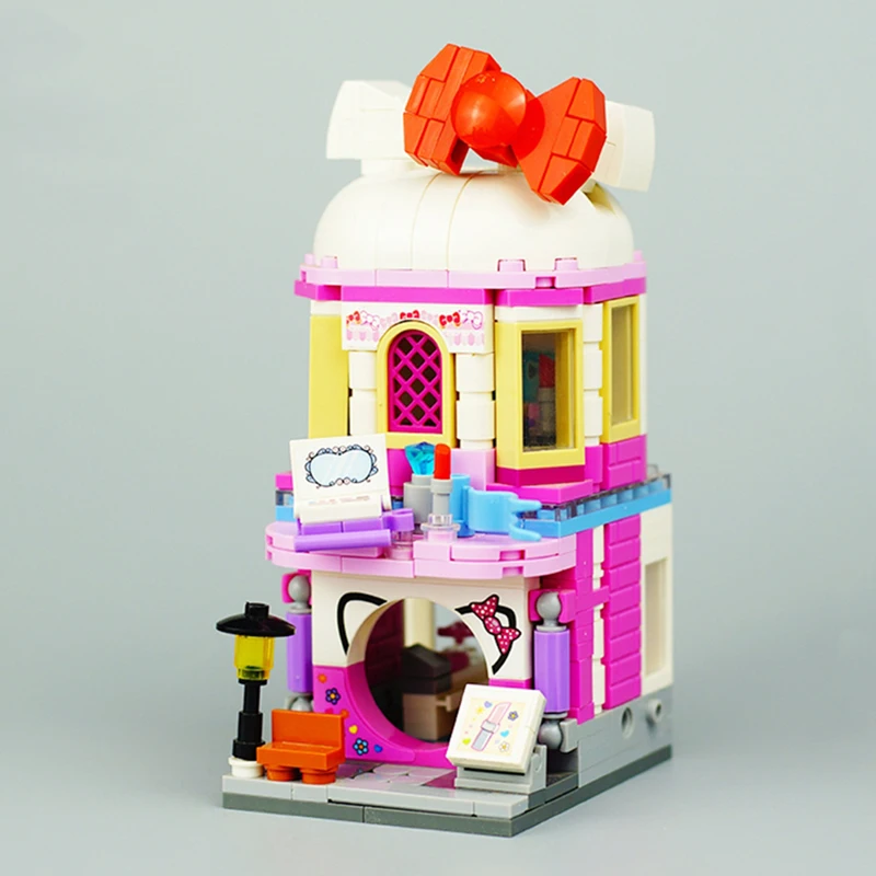 

Игрушки для детей, городская улица, кошка, магазин косметики, архитектура салона красоты, 3D модель, «сделай сам», мини-кубики, конструктор