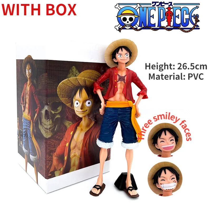 

Аниме One Piece стоящая смеющаяся Луффи может изменить лицо Коллекционная Фигурка три выражения модель автомобиля настольное украшение подаро...