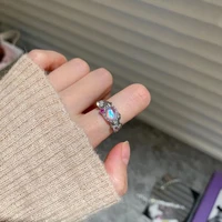 2022 new opal moonstone treasure zircon lava heart irregular adjustable opening ring women jewelry gift party wholesale