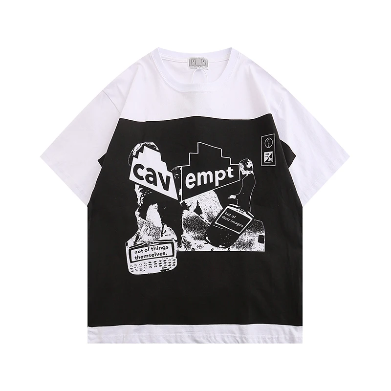 

23SSCav Empt Men Women 1:1 T Shirt Spring Summer Casual Black White Top Pure cotton Tees Men Woman CAVEMPT Short Sleeve