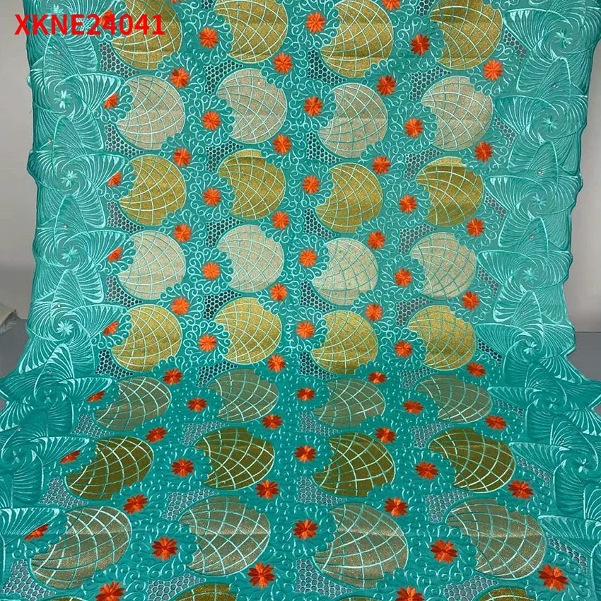 

2022 New Arrival African Nigerian Swiss Lace Cloth Material ​Bright ​Embroidery Cotton For Women Party Dress XKNE24041B