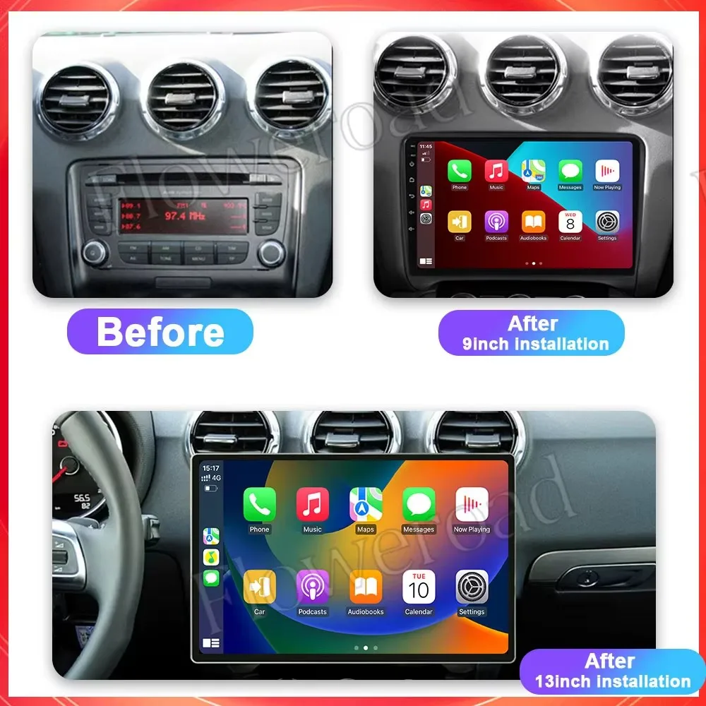 13 дюймов для Audi TT MK2 8J 2006-2014 Android Автомобильный радиоприемник Авто Bluetooth 5 0