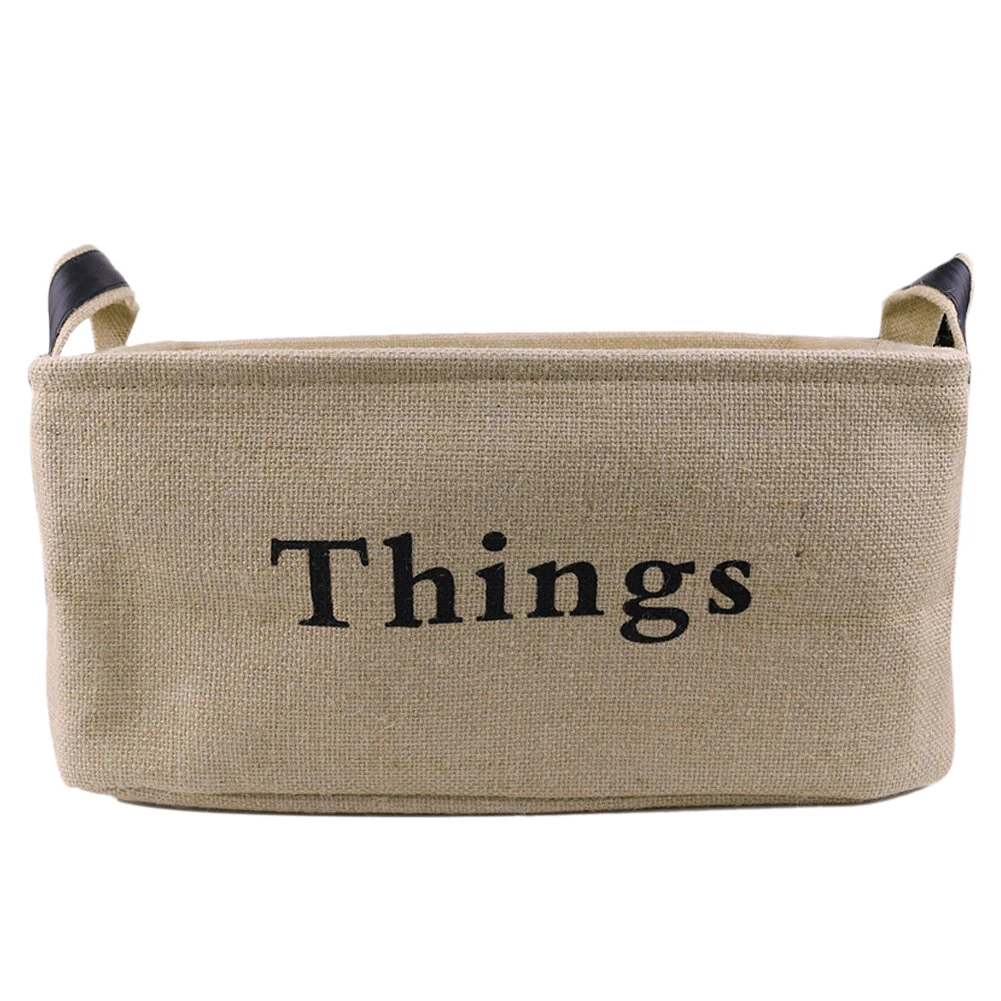 

Jute Storage Bin Collapsible Convenient Storage Basket Pu Leather Handles Clothes Organizer for Bedroom Closet Toys Laundry (