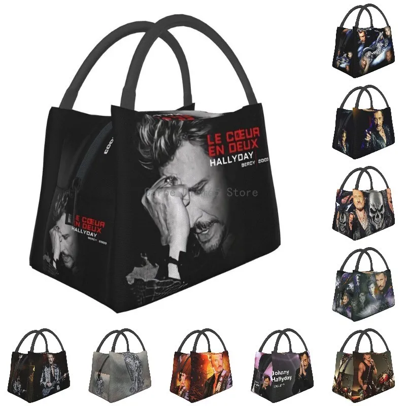 

Johnny Hallyday Insulated Lunch Bags for Women Waterproof France Rock Singer Thermal Cooler Lunch Tote Beach Camping Travel