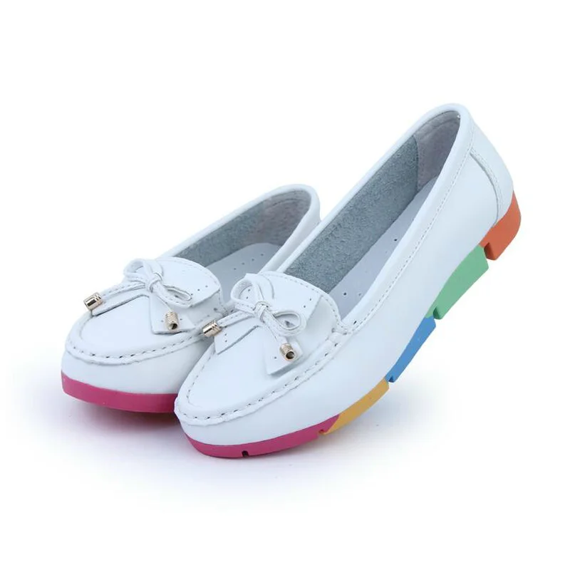 

Camouflage Sole Womens Flats Genuine Leather Slip-On Ballet Ladies Soft Moccasins Single Shoes Female Casual Shoes