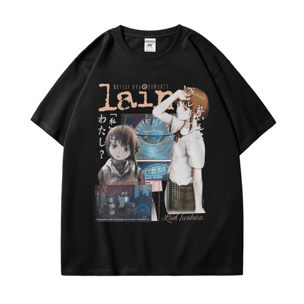 

Anime TV Serial Experiments Lain Oversized T-Shirt Women Men Iwakura Manga Girl Sci Fi Short Sleeve Tshirts Streetwear Tops Tees