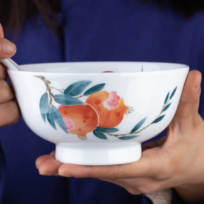 

5.5 inch Hand Painted Blue and White Porcelain Ceramic Ramen Rice Bowl Fruit Salad Mixing Bowls Soup Noodle Bowl Home Tableware