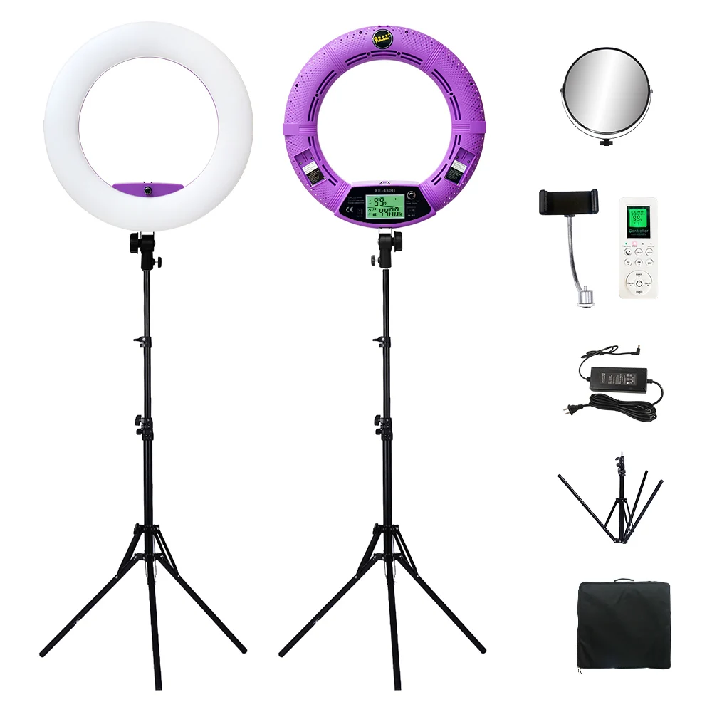

FE-480II 96W Selfie Ring Light Photography Led Ring Lamp With Mobile Holder Support Tripod Stand Ringlight Kit For Live Video